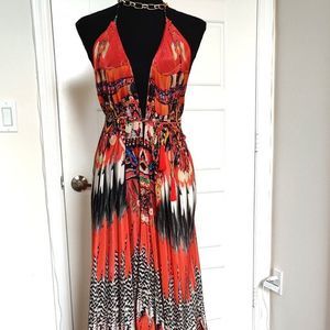Shahida Parides Maxi dress feathers print